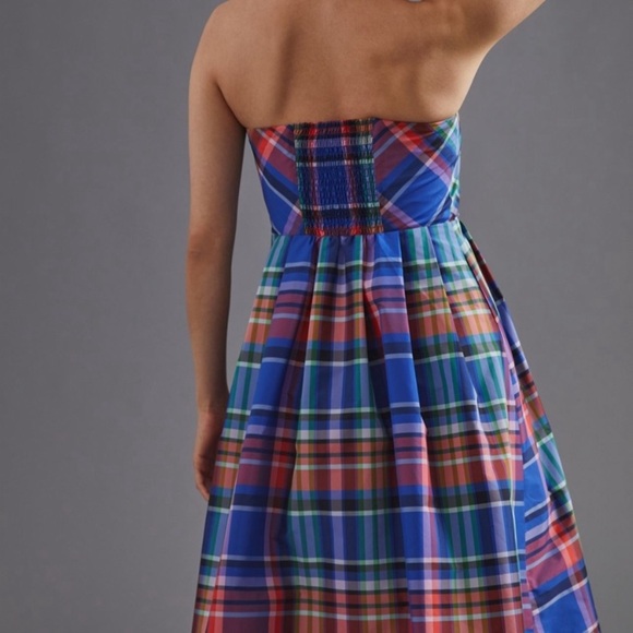 Maeve Anthropologie Plaid Strapless Dress Size 4 - Picture 4 of 14